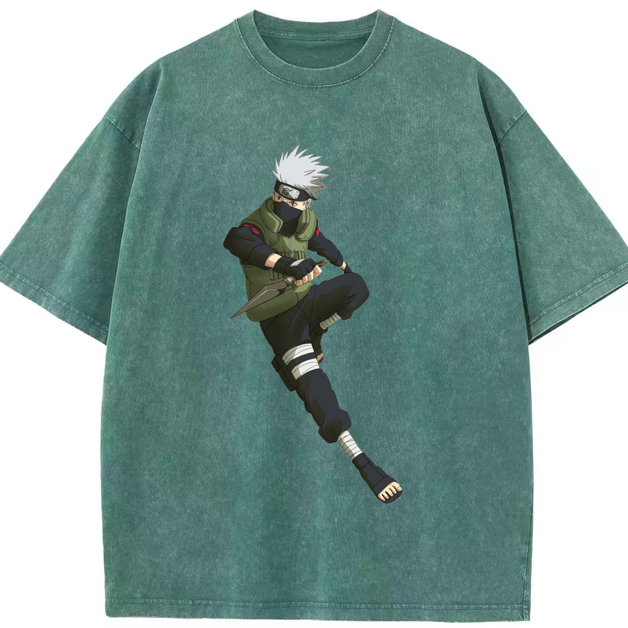 （画像用） NARUTO -ナルト- はたけ カカシ Hatake Kakashi 綿100% ヴィンテージ風 半袖Tシャツ（フロントプリント）